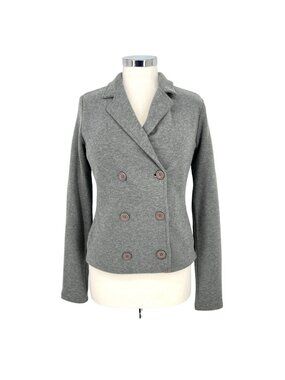 James Perse Brushed Jersey Double Breasted Blazer Gray Size Medium 2